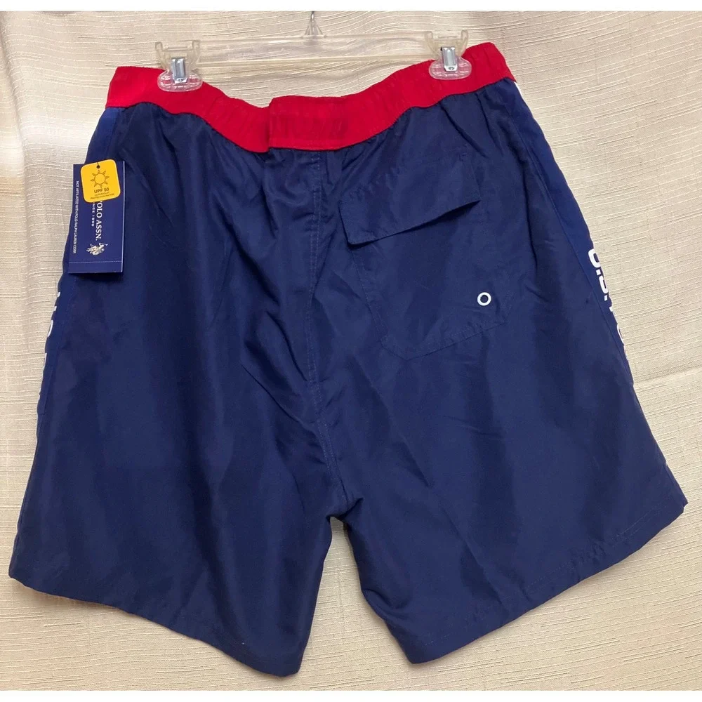 U.S. Polo Assn Swim Trunks Mens XL Navy Blue New Side Stripe UPF 50 Shorts